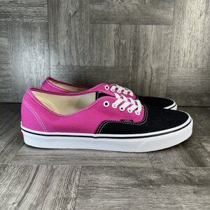 Vans Authentic Black Fuchsia Pink Canvas Skate Shoes Mens 11.5 Low Top Sneaker